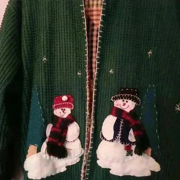 Christmas Holiday Snowman Jacket Sweater - Picture 2 of 16